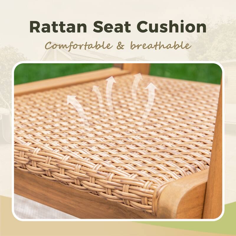 MAISON ARTS 5/7/9-Piece Acacia Wood Outdoor Dining Set, Teak Wooden Table & Dining Chairs with Wicker Seat and Back