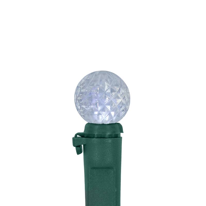 50 Count Red, Green White LED G12 Berry Christmas Lights, Green Wire