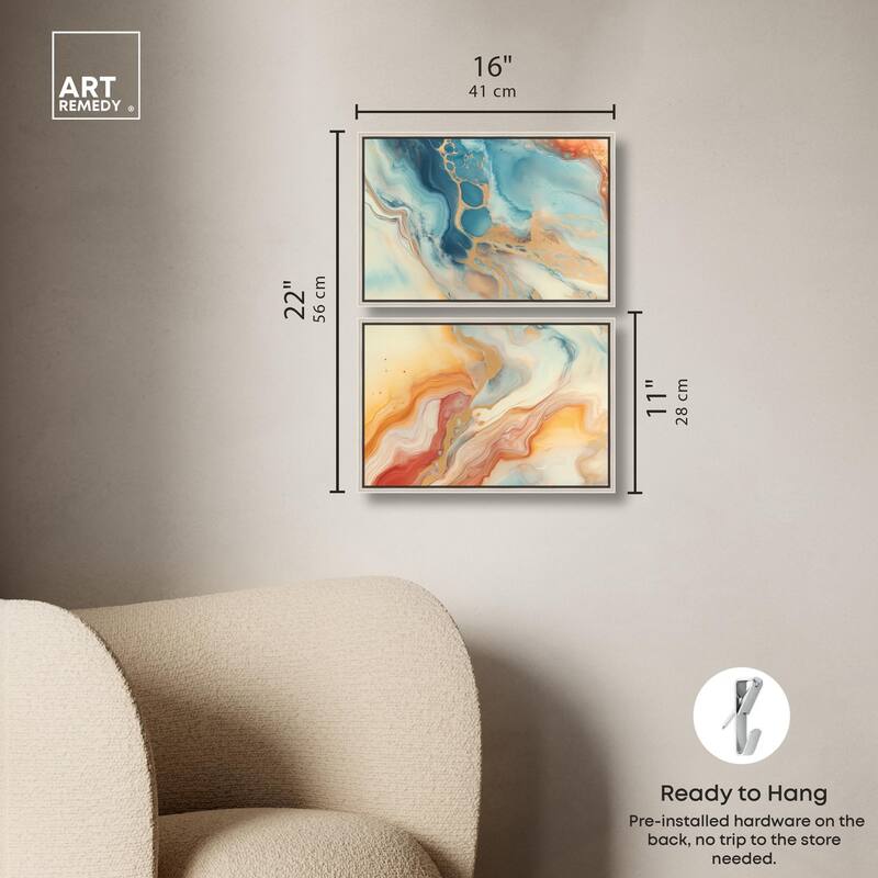 Marbled Sunrise I Canvas Set of 2 by Art Remedy