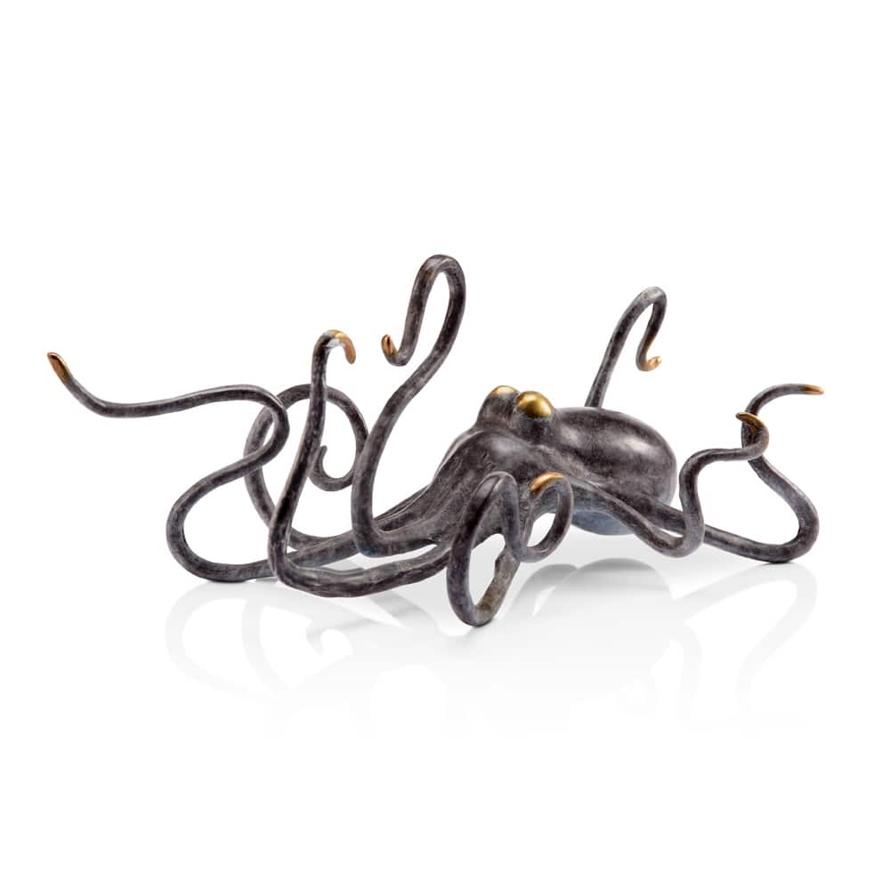 Spi Brass Grasping Octopus Statue - 4 X 9.5 X 5.5 inches