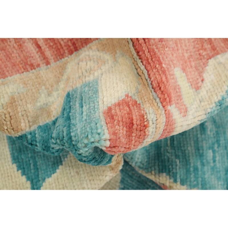 Hand Knotted Oriental 100% Wool Carpet Transitional Floral Navy Blue & Blues Oushak Area Rug - 15' 2'' X 12' 0''