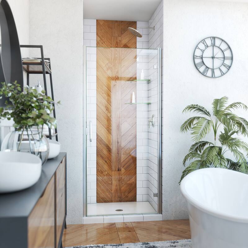 DreamLine Alliance Swing 33 in. W x 72 5/8 in. H Semi-Frameless Swing Shower Door in Brushed Nickel and Clear Glass
