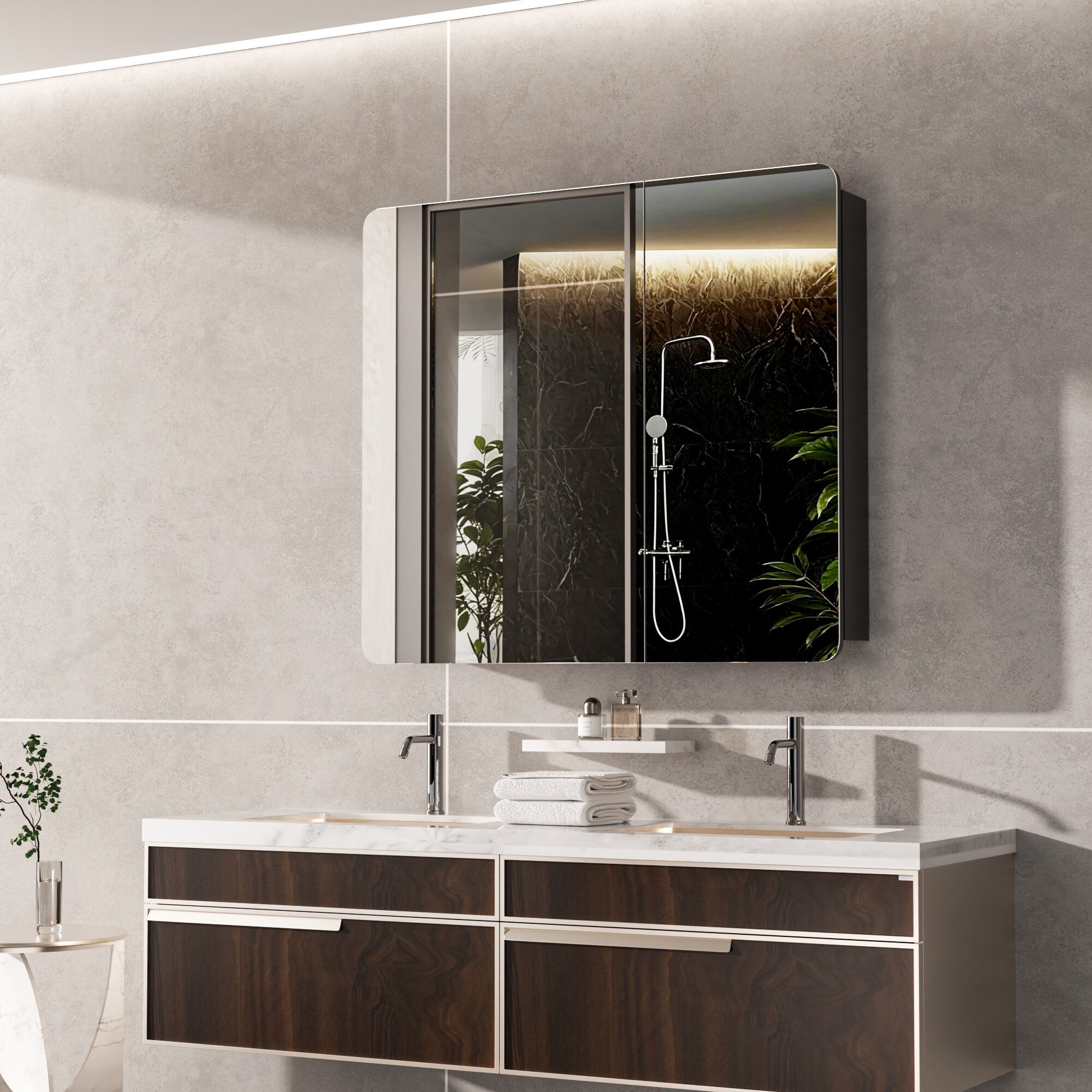 Modern Wall Bathroom Framess Medicine Cabinet with Recessed or Surface Mount - 24"*16"