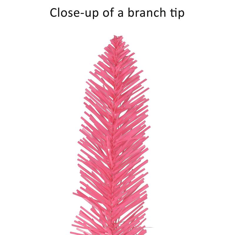 Puleo International 6 ft. Pre-Lit Pink Alpine Artificial Pencil Tree
