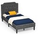 preview thumbnail 3 of 14, Linen Twin Upholstered Platform Bed with Frame Headboard Mattress Foundation