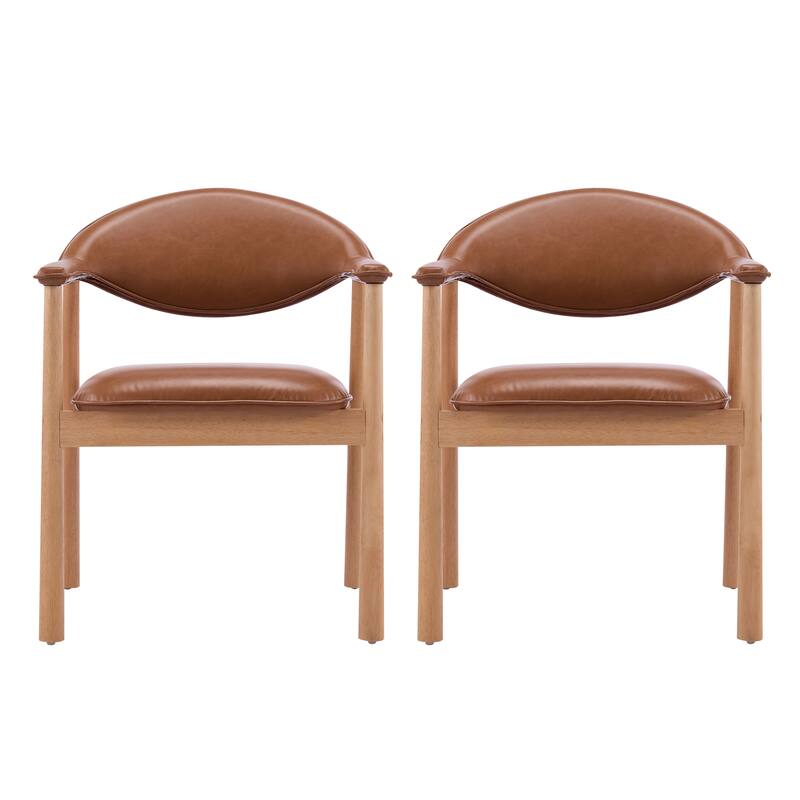 Christopher Knight Home - Modern Upholstered Rubber Wood Dining Chairs with Ergonomic Curved Back - Set of 2 - Brown,Natural