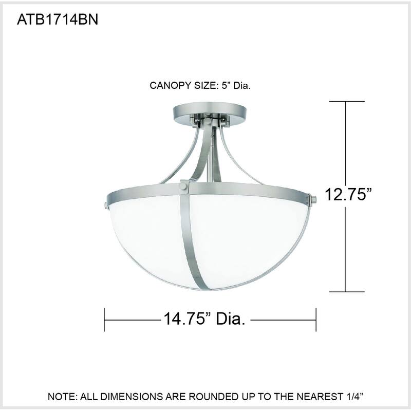Antebellum 2-Light Brushed Nickel Semi-Flush Mount - Brushed Nickel