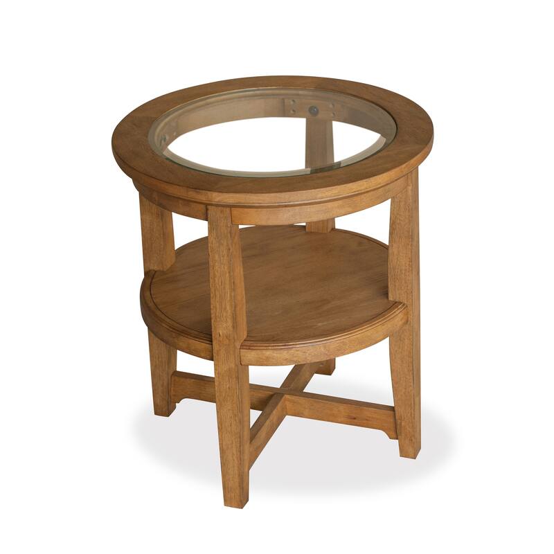 Magnussen Home Durant Honey Brown Shelf End Table - 22''W x 22''D x 24''H
