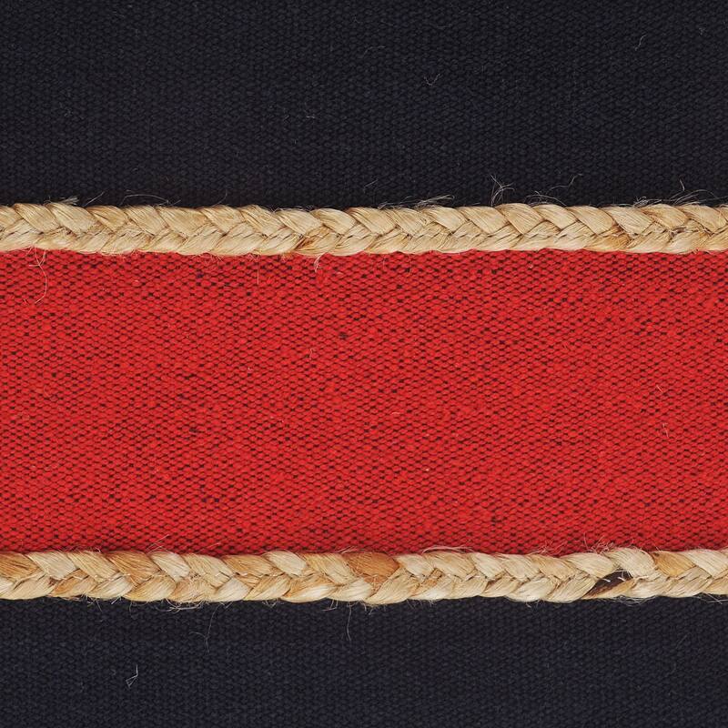 24" Navy and Red Striped Square Lumbar Pillow