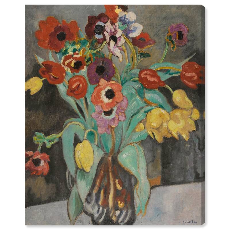 Valtat Anemones Tulipes Canvas by Art Remedy, Gallery Wrapped - 20" x 24"