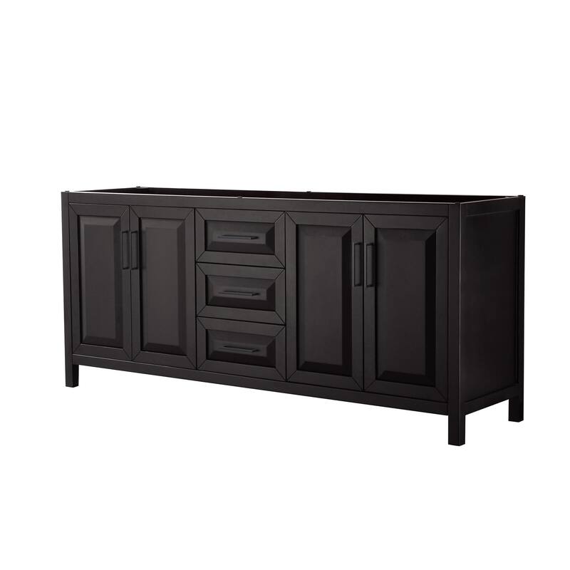 Wyndham Collection Daria 79" Double Free Standing Vanity Cabinet Only - Dark Espresso / Matte Black Hardware