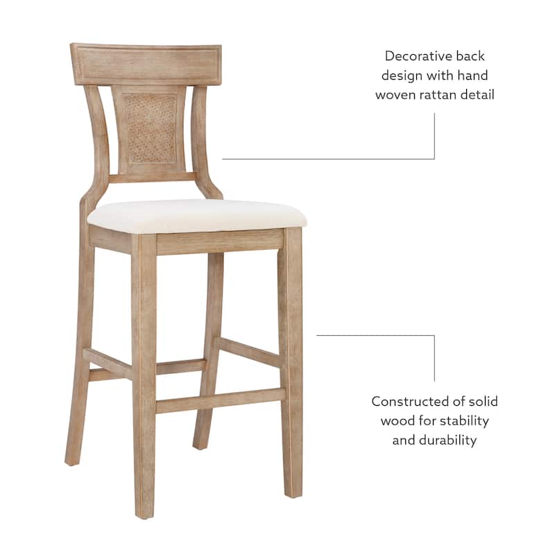 Ryder Handwoven Rattan Farmhouse Bar Stool