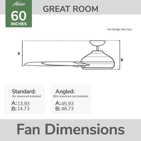 dimension image slide 1 of 2, Hunter Arwen 60" ENERGY STAR Outdoor Ceiling Fan with LED Light and Handheld Remote - Damp Rated!