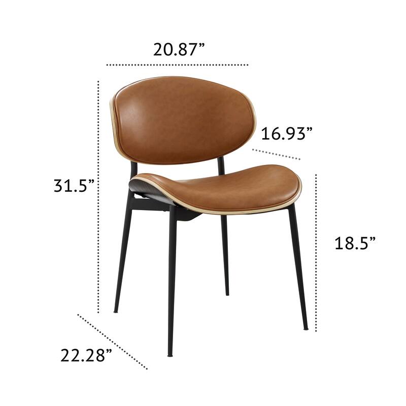 Mid-Century Faux Leather Upholstered Wood Accent Desk Chair