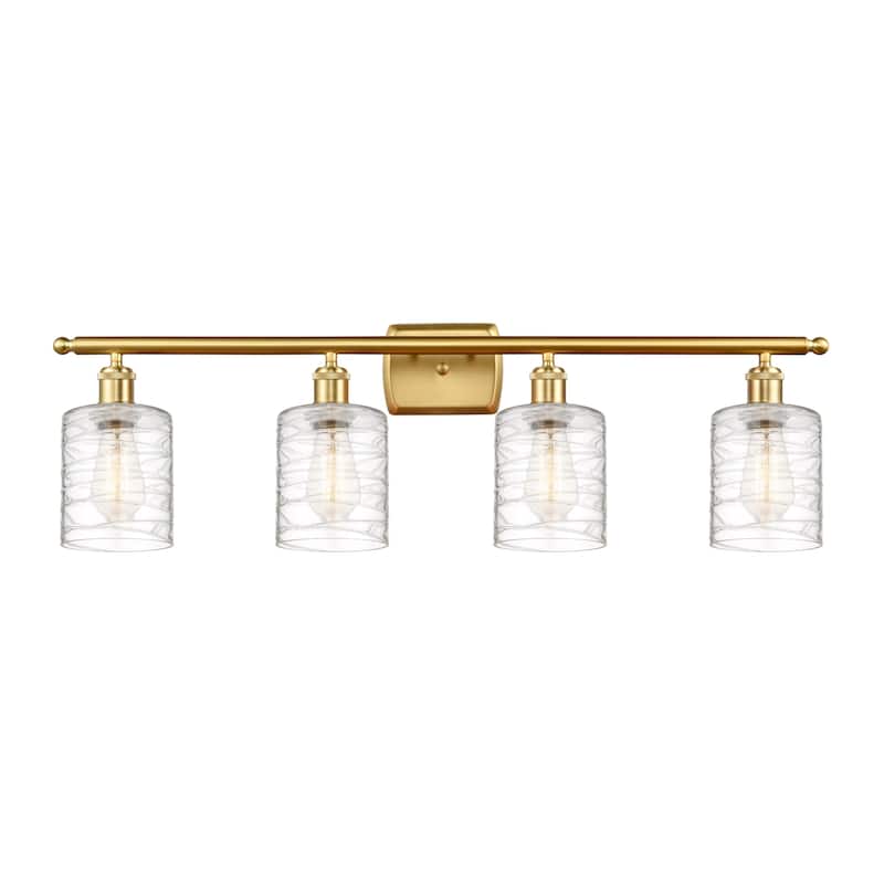Innovations Lighting 516-4W-11-36 Cobbleskill Vanity Cobbleskill 4 - Satin Gold / Deco Swirl