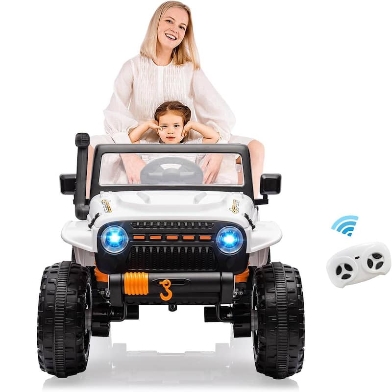 2 Seater Electric Truck, 24V Ride On Car for Kids Best Gift, White - White