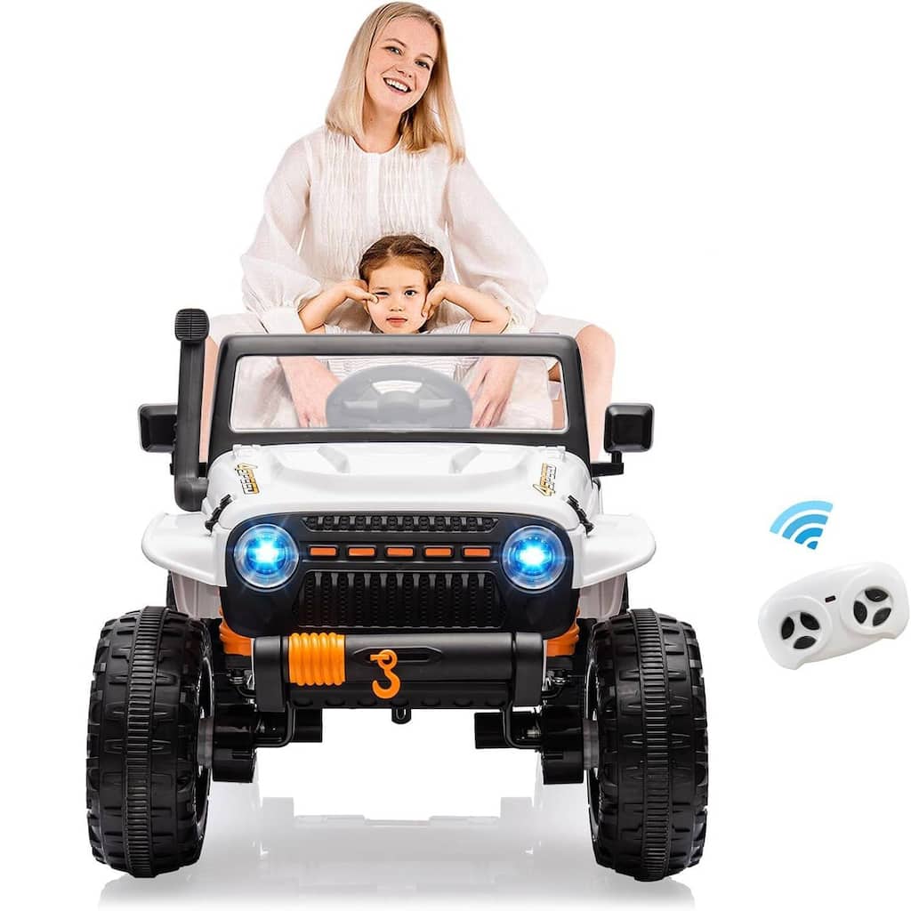 2 Seater Electric Truck, 24V Ride On Car for Kids Best Gift, White