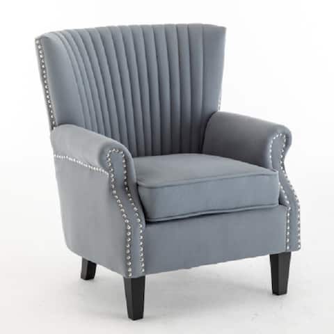Accent Chair, Living Room Wingback Chair, Tufted Armchair with Padded Seat, Upholstered Accent Reading Chair On-Site