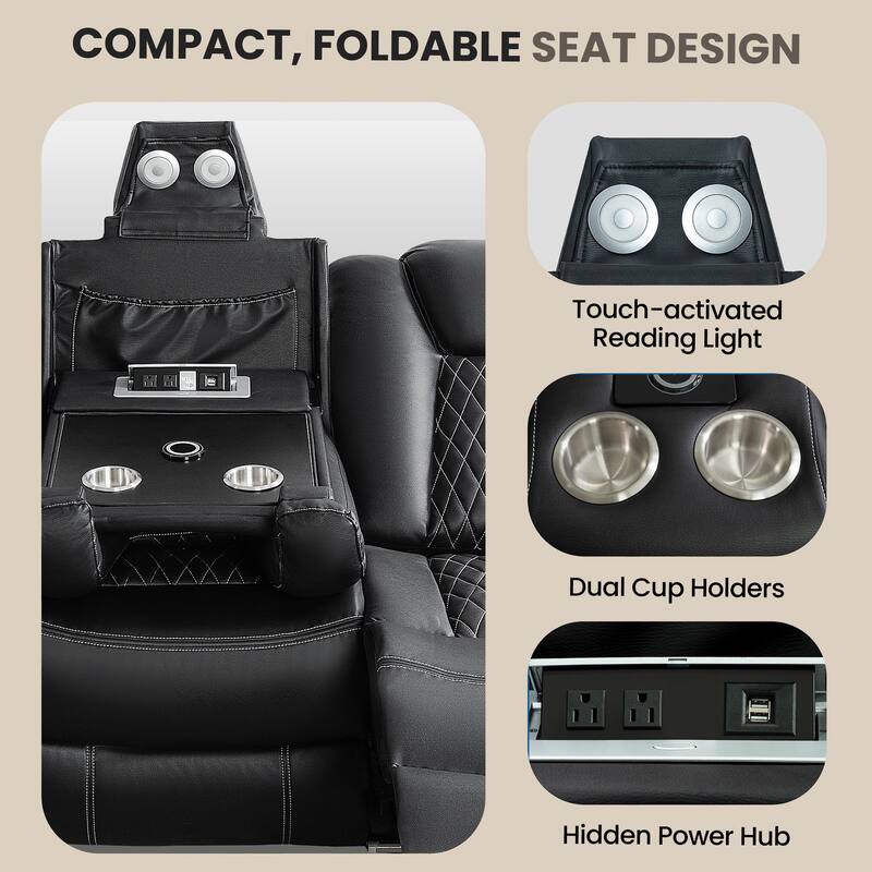 Power Reclining Sofa, Loveseat & Chair – Home Theater Seating with Wireless Charging, USB Port, Storage & Built-in Speakers