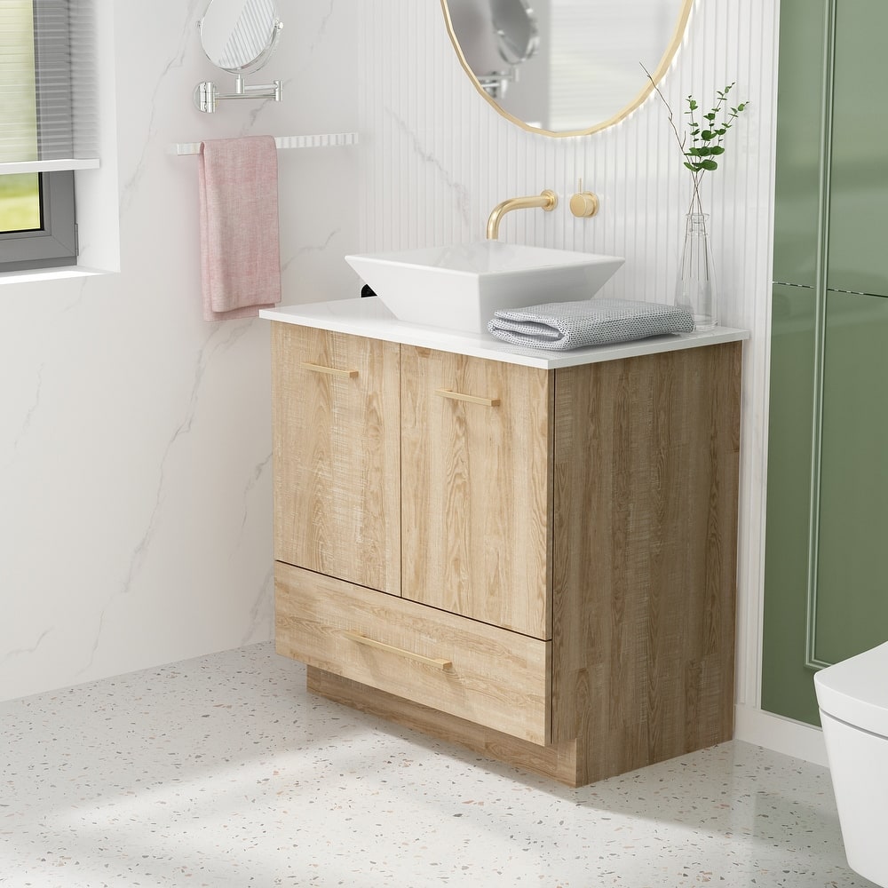 Timechee 29.9"W Single Bathroom Vanity Set Oak