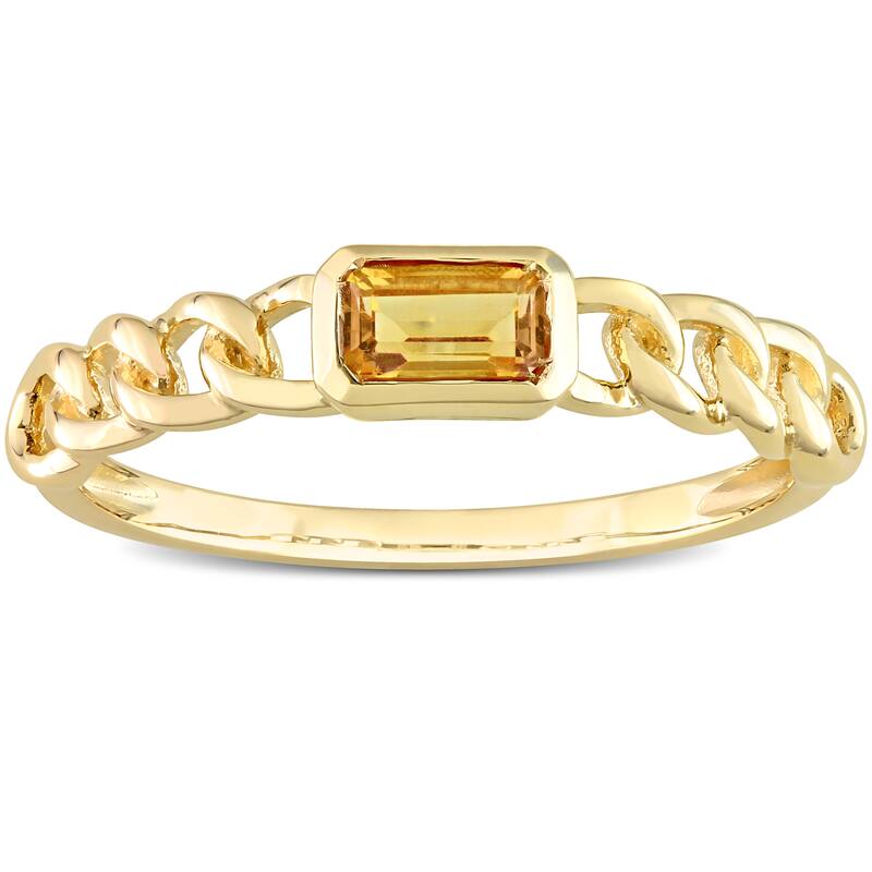 Miadora 10k Yellow Gold Citrine Stackable Link Ring