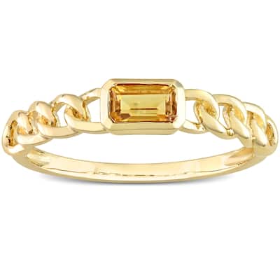 Miadora 10k Yellow Gold Citrine Stackable Link Ring