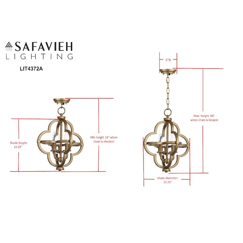 SAFAVIEH Lighting Mila Adjustable 3-light Gold Orb Pendant - 12.25"x12.25"x16 -88"
