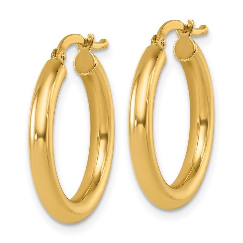 Curata 14k Yellow Gold Polished Round Tube Hoop Earrings - 23x21.5mm