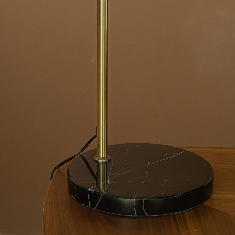 1-Light 75" Arc Floor Lamp with Hand-woven Bamboo Shade