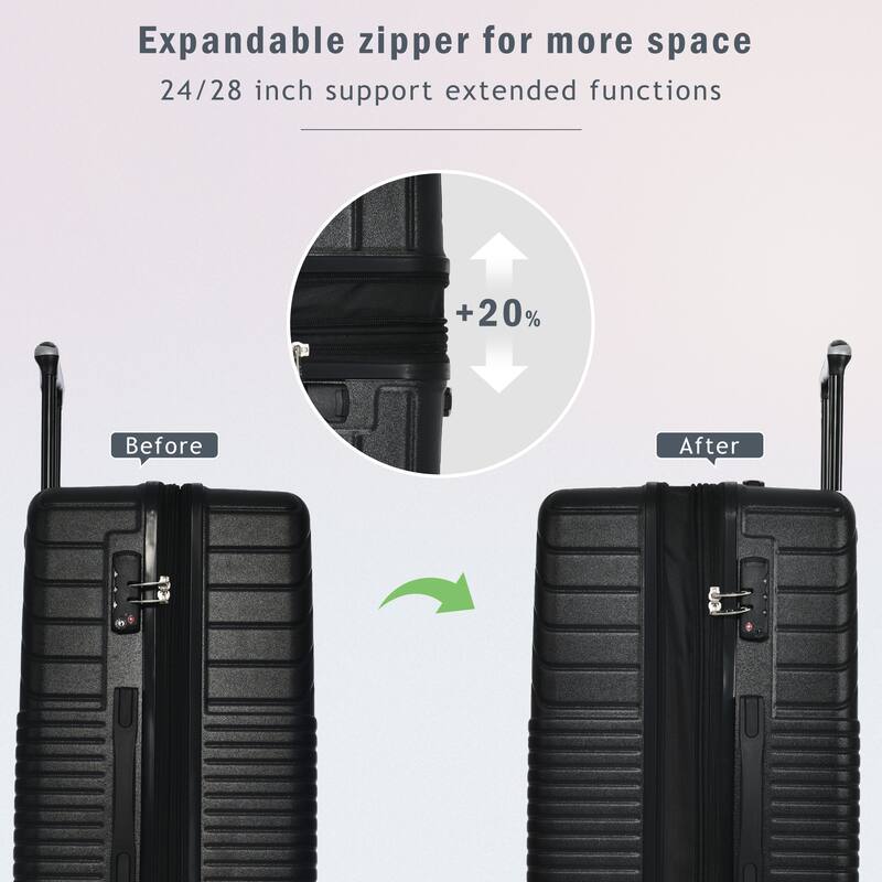 3 Piece Hardshell Luggage Spinner 8 Wheels Suitcase Sets (20"24"28")