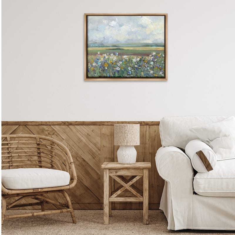 Stupell County Meadow Clouds Overhead Framed Floater Canvas Wall Art Design By Sally Swatland