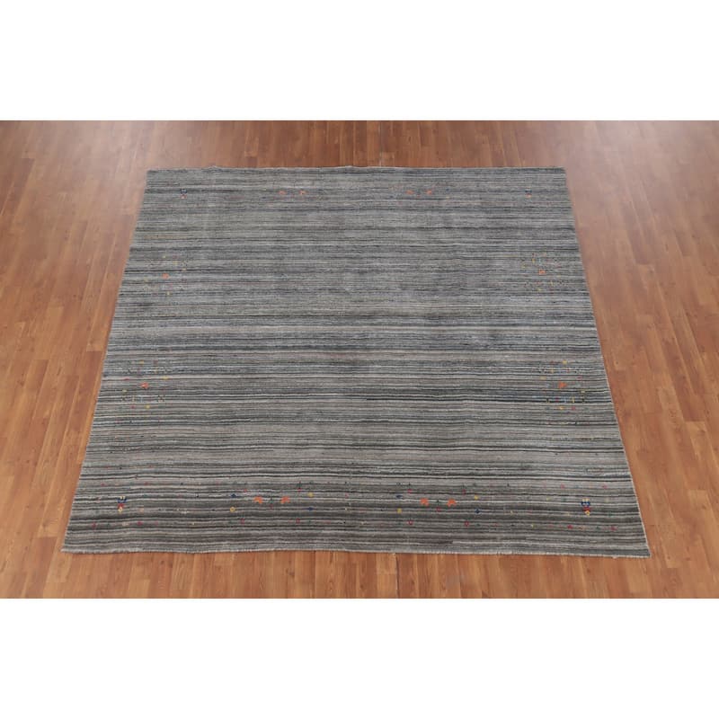 Hand Knotted Oriental 100% Wool Carpet Tribal Tribal Greys & Charcoal Gabbeh Area Rug - 8' 1'' X 8' 0''