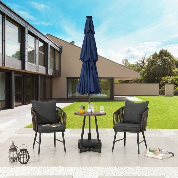 Shop Black Friday Deals On 9 8 Ft Solar Powered Light Up Market Umbrella With Base Overstock 32057269