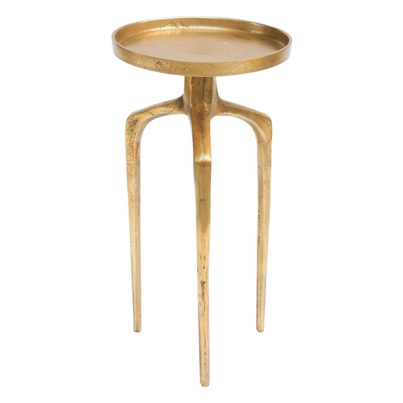 2-Piece Round Nesting End Tables Gold Distressed Metal Side Tables for Modern Living Spaces - 13.3”L x 13.3”W x 23.3”H