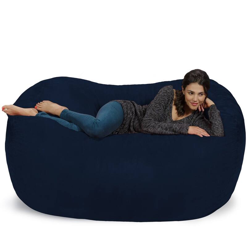 Large Memory Foam Microsuede Bean Bag Chair Loveseat - Navy Micro Suede