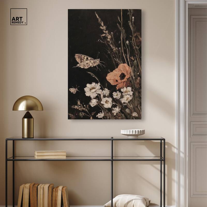 Poppy and Moth II Canvas by Art Remedy, Gallery Wrapped