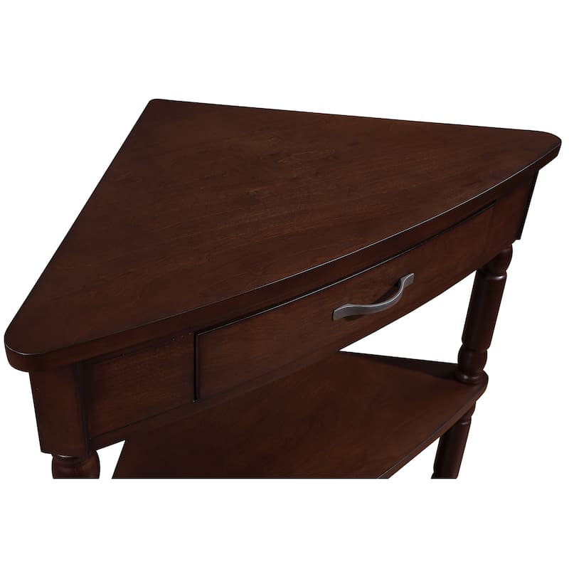 Rossetta 3 Tier Wood Triangle Corner Table, Easy Assemble