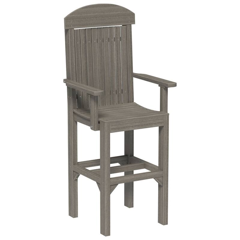 Set of 4 Poly Lumber Classic Dining Chairs - Arm Chair - Coastal Gray Woodgrain - Extra Tall