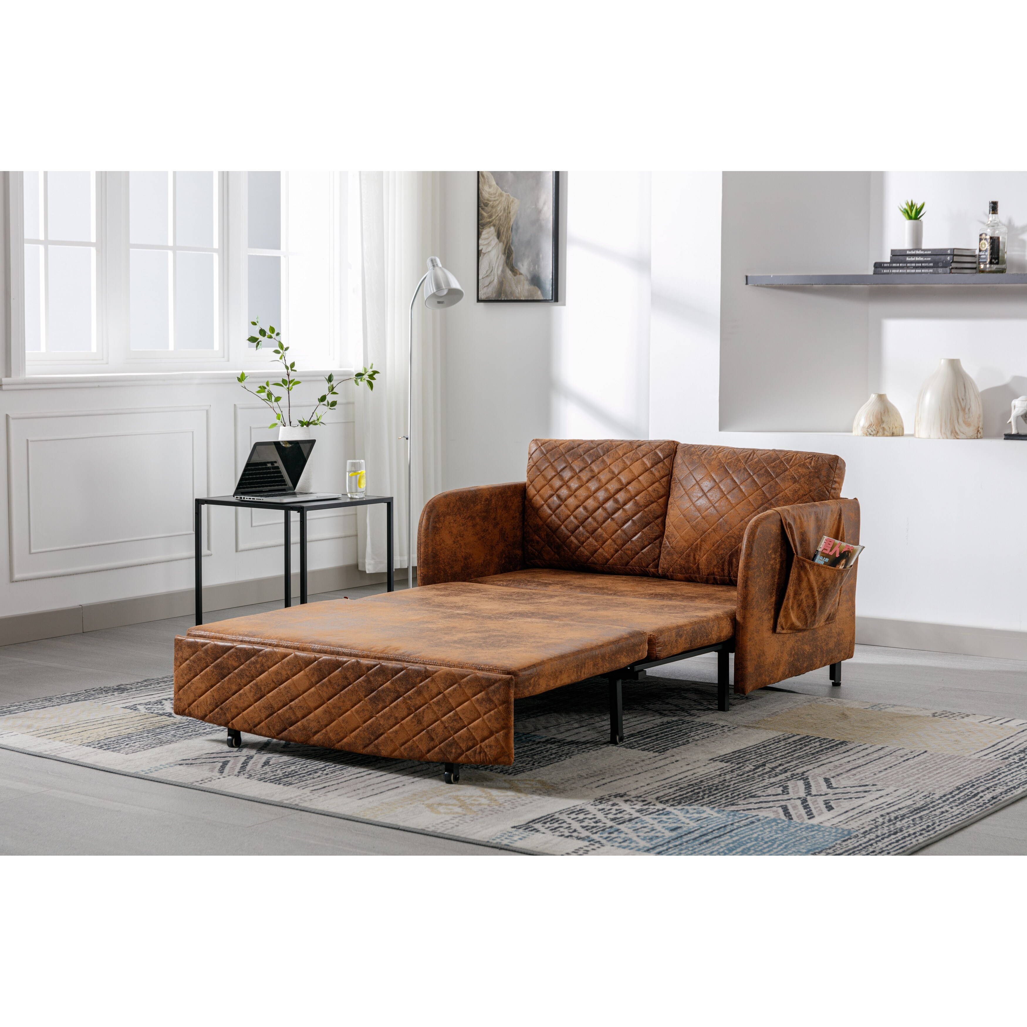 Convertible Sleeper Sofa Modern Loveseat Couch with Pull out Bed