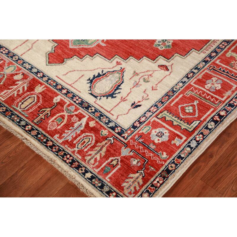 Vegetable Dye Heriz Serapi Oriental Rug Hand-Knotted Wool Carpet - 4'1"x 6'8"