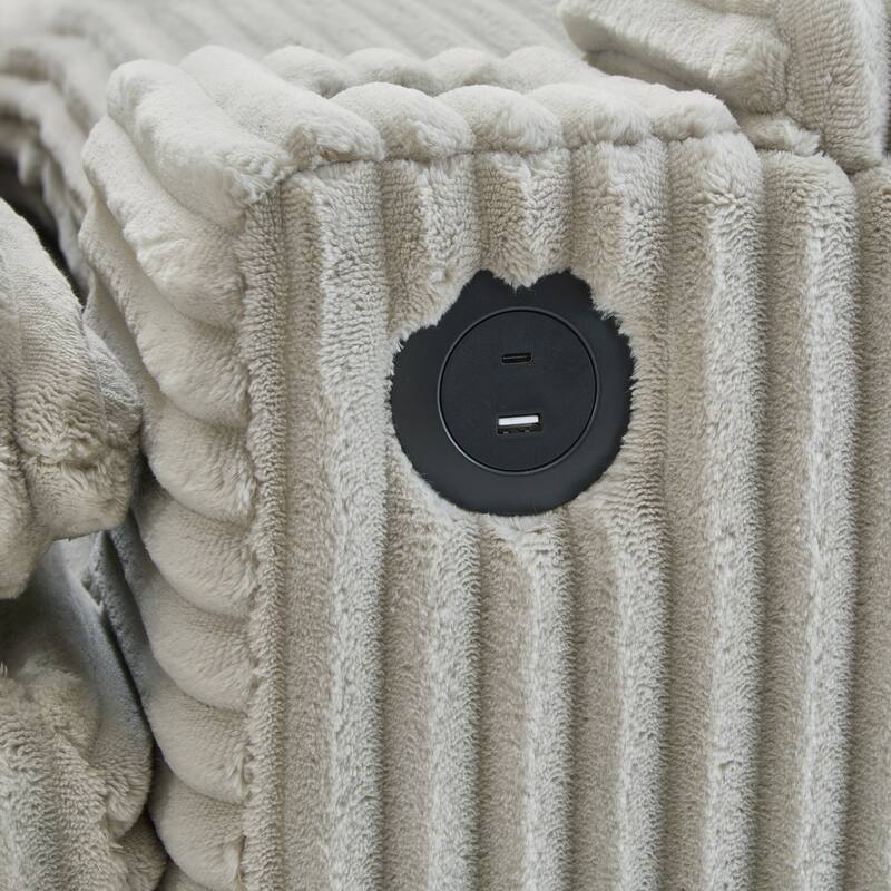 L-Shaped Corduroy Sectional Sofa w/ USB Ports & Cup Holders, 2-seater Sofa Loveseat w/ 2 Ottomans, Convertible Sleeper Sofa Bed