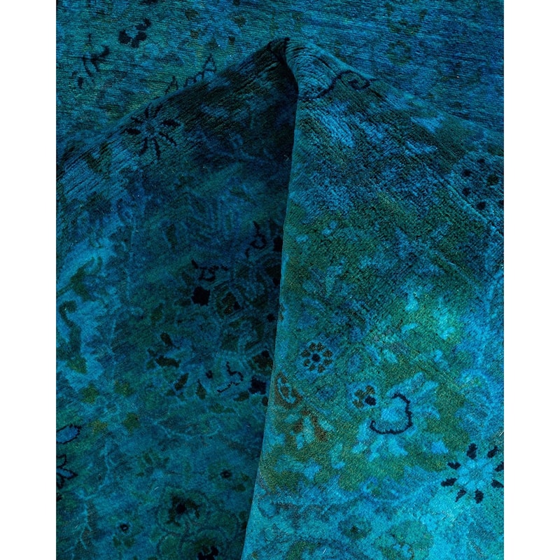 Fine Vibrance One-of-a-Kind Hand-Knotted Area Rug - Blue, 7' 1" x 7' 1" - 7' 1" x 7' 1"