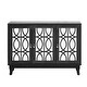 preview thumbnail 14 of 17, Classic Distressed Finish Accent Sideboard Buffet Cabinet with Hollow-mirrored Doors and Drop-shaped Silver Metal Handles