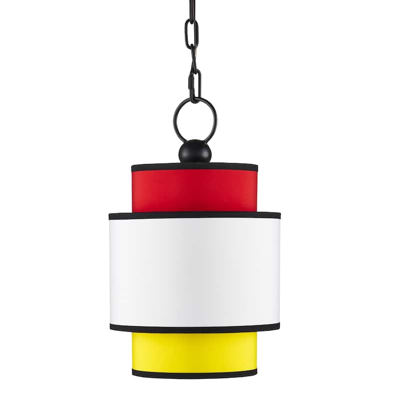 Currey & Company Mathias Pendant - Multi-Color/Satin Black - 17"h x 10"dia