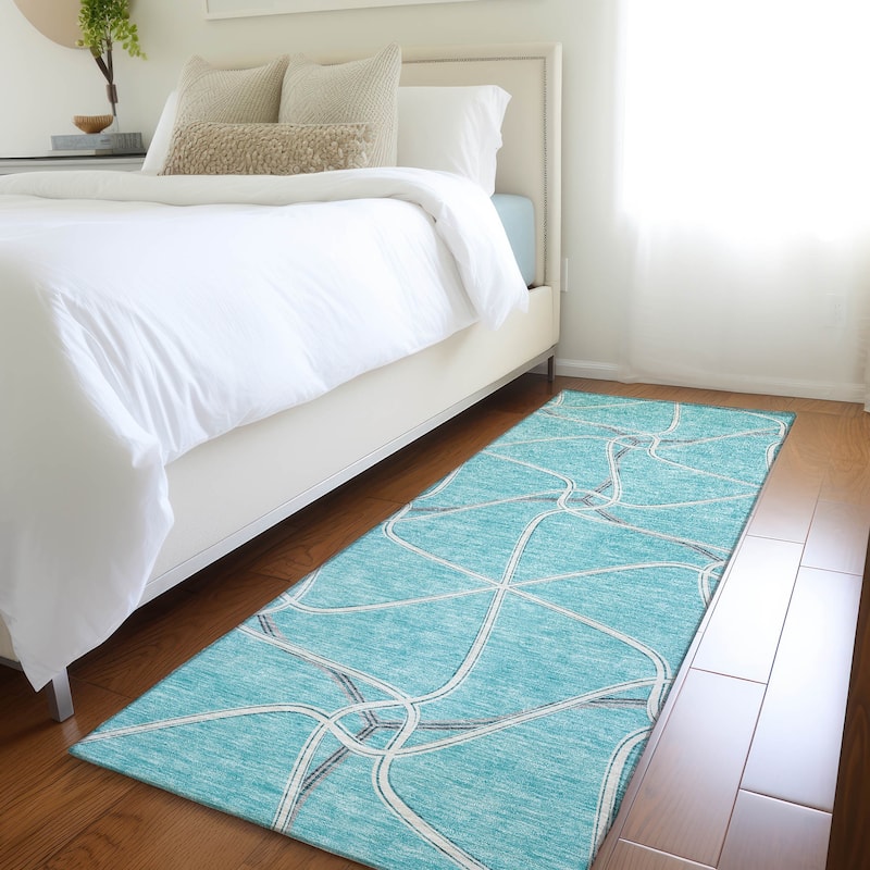 Premium Washable Super Soft Contemporary Geo Mayfield Rug - Teal - 2'3" x 7'6"