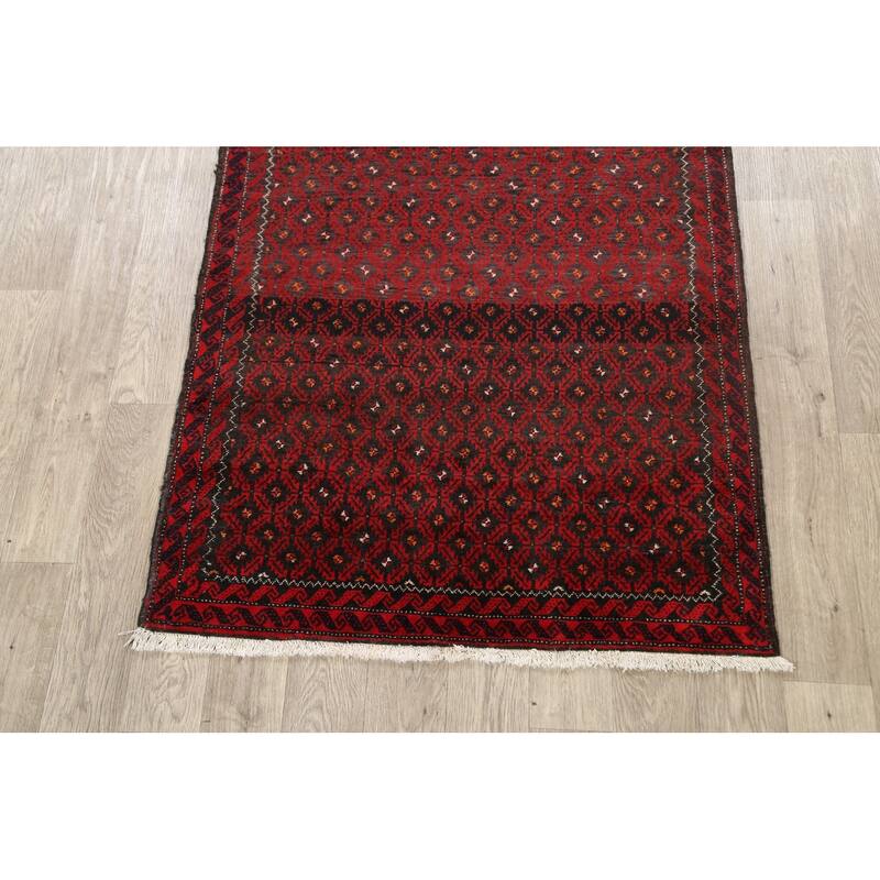 Traditional Persian Balouch Area Rug Hand-knotted Wool Carpet - 3'8" x 7'2"