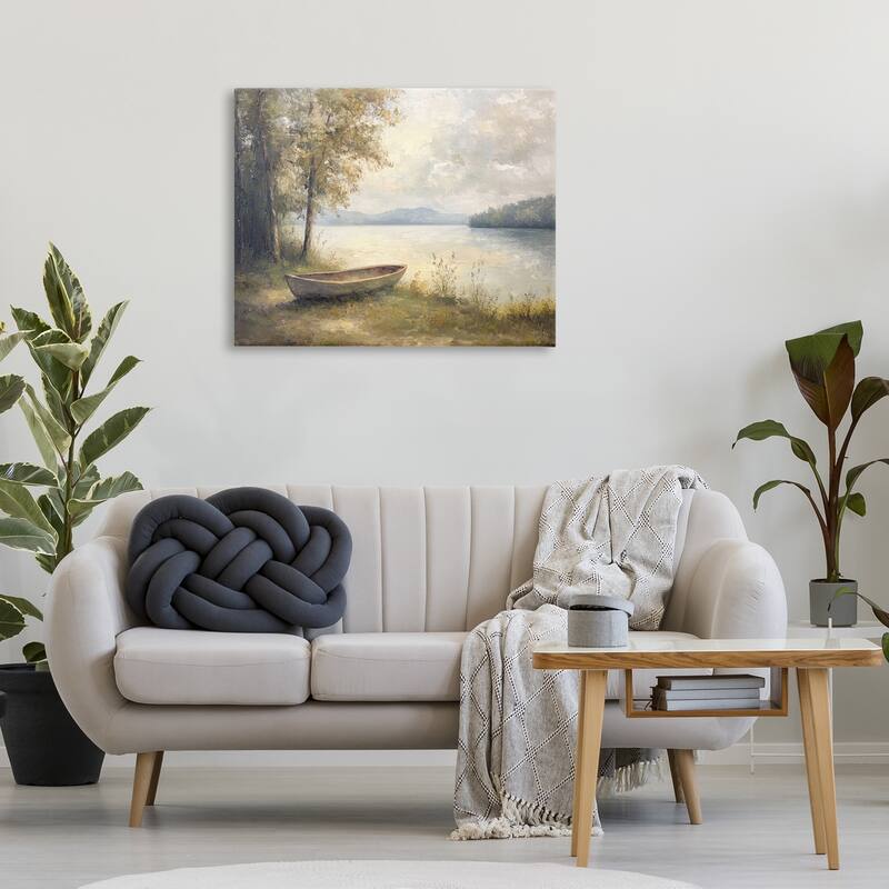 Stupell Boat at Lake's Edge Canvas Wall Art Design By Petal Prints Design