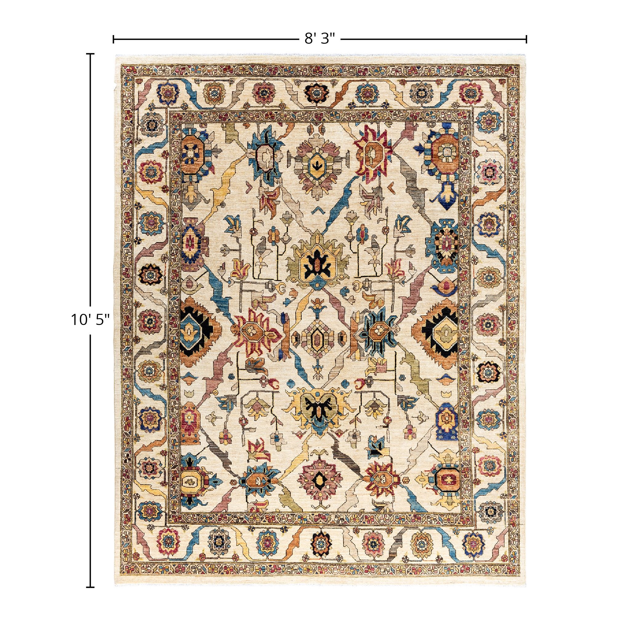 Serapi One-of-a-Kind Hand-Knotted Area Rug - Ivory, 8' 3" x 10' 5" - 8' 3" x 10' 5"