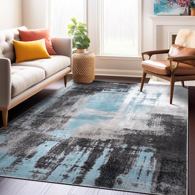 Modern Watercolor Abstract Design Area Rug
