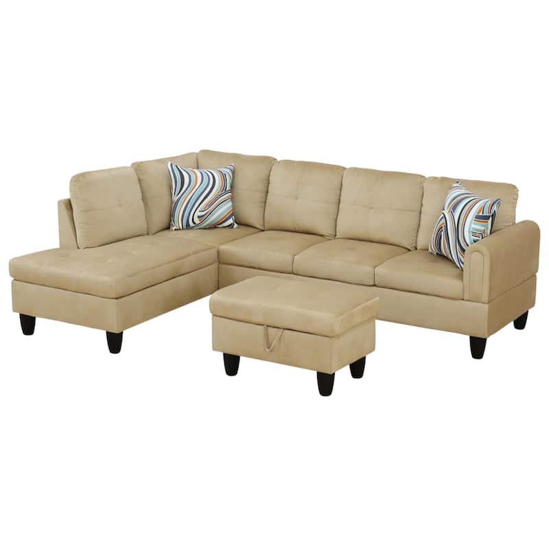 KISRAIS 97" Wide 3-Piece Upholstered Sectional Sofa Set for Small Spaces